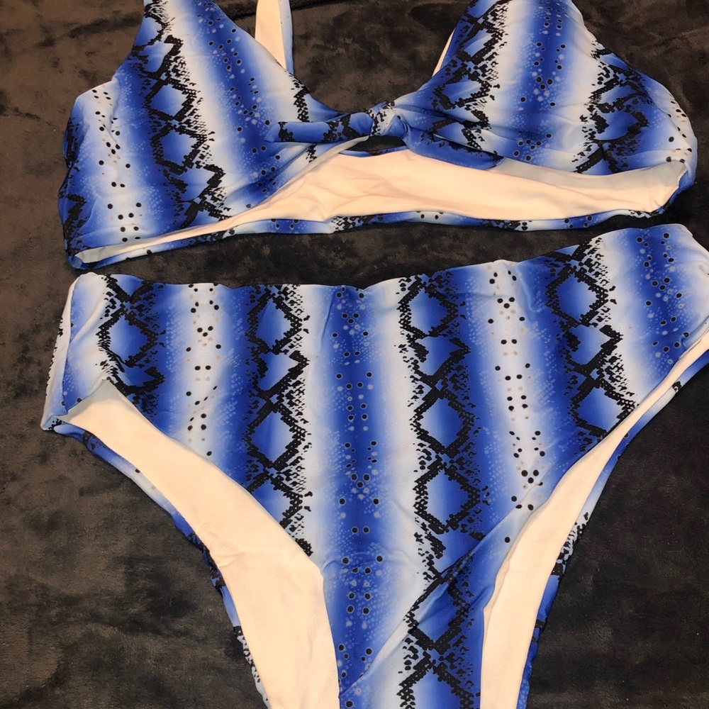 Blue and Black Snakeskin print bikini